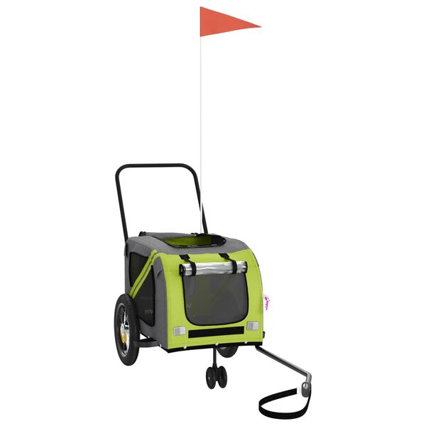 vidaXL Lemmikinkuljetuskärry polkupyörään vihreä/musta kangas ja rauta