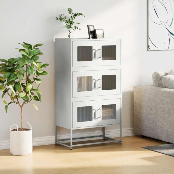 vidaXL Highboard Valkoinen 68x39x123 cm Teräs