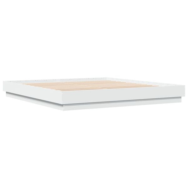 vidaXL S&auml;ngynrunko LED-valoilla valkoinen 180x200 cm