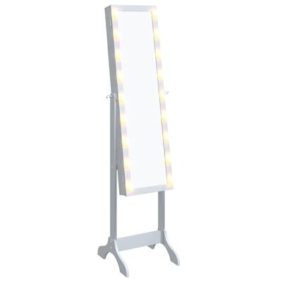 vidaXL Vapaasti seisova peili LED-valoilla valkoinen 34x37x146 cm