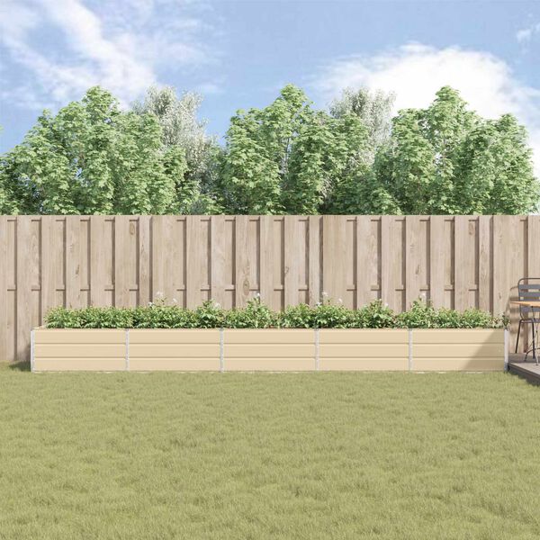 vidaXL Kukkalaatikko Ivoori 195 x 100 x 45 cm Galvanoitu ter&auml;s