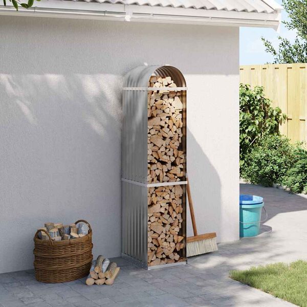 vidaXL Polttopuuteline vaaleanharmaa 40x45x170 cm galvanoitu teräs