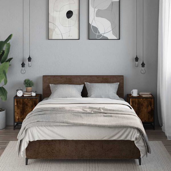 vidaXL Y&ouml;p&ouml;yt&auml;kaapit 2 kpl Savustettu tammi Suunniteltu puu ja metalli