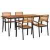 vidaXL 5-osainen Ulkoruokailuryhm&auml; t&auml;ysi akasiapuu ja metalli