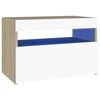 vidaXL Y&ouml;p&ouml;yt&auml; LED-valoilla valkoinen ja Sonoma-tammi 60x35x40 cm