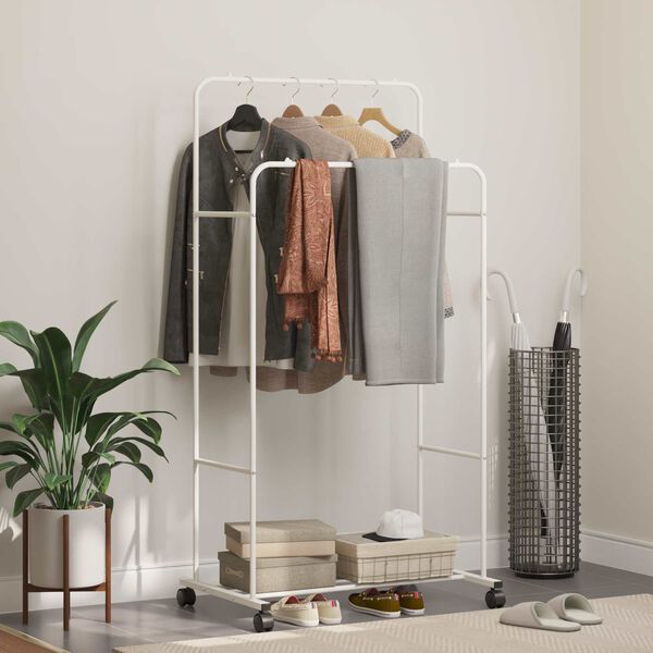 vidaXL Vaatev&auml;line Yksiv&auml;rinen Valkoinen 80 x 53 x 156 cm