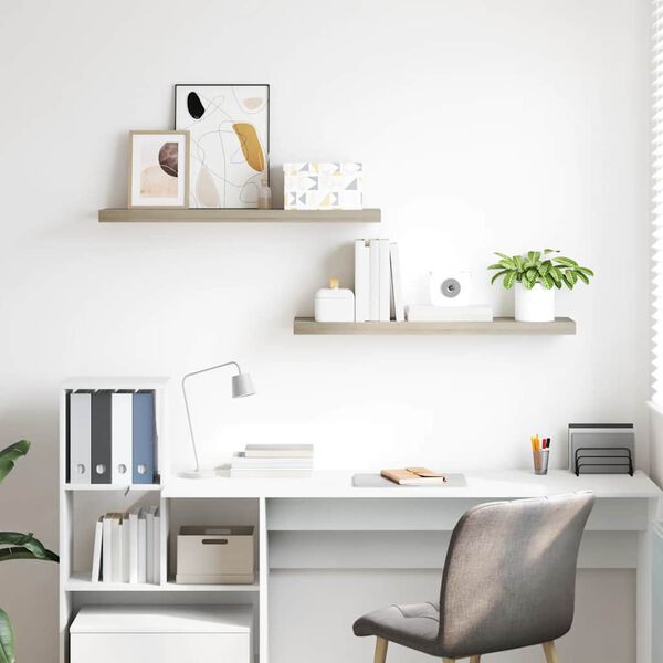 vidaXL Kelluvat sein&auml;hyllyt 2 kpl tammi 90x23,5x3,8 cm MDF