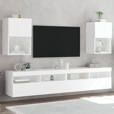 vidaXL TV-kaapit LED-valoilla 2 kpl valkoinen 40,5x30x60 cm