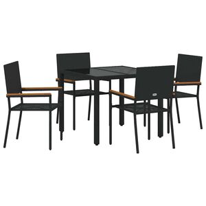 vidaXL Piharuokailu setti 5 kpl Musta polyrottinki