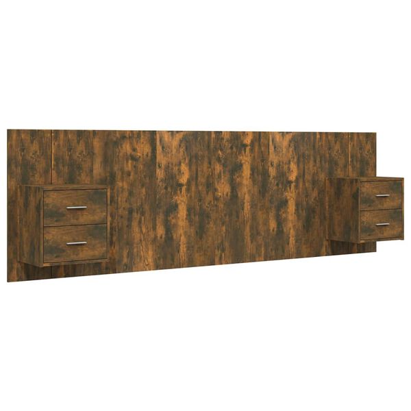 vidaXL Sängynpääty säilytystilalla savutammi tekninen puu