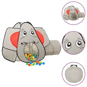 vidaXL Lasten elefantti leikkiteltta 250 pallolla harmaa 174x86x101 cm