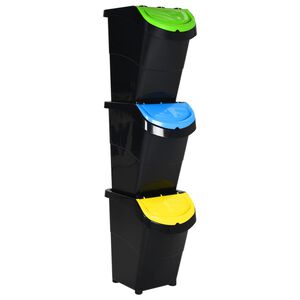 vidaXL Pinottavat j&auml;teastiat kansilla 3 kpl musta PP 120 l