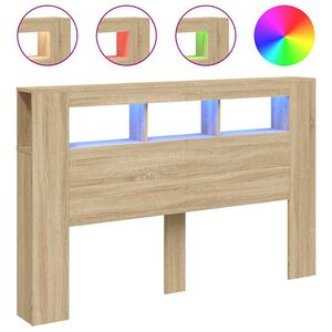 vidaXL S&auml;ngynp&auml;&auml;ty LED-valoilla Sonoma-tammi 160x18,5x103,5 cm puu