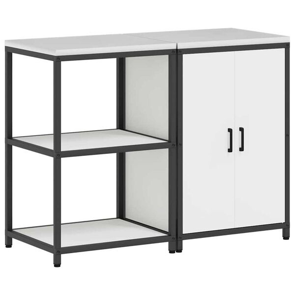 vidaXL Keittiön säilytyssarja 2 pcs Valkoinen Kylmävalssattu teräs