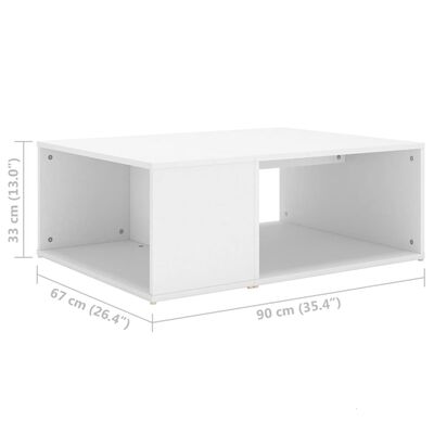vidaXL Sohvapöytä valkoinen 90x67x33 cm lastulevy
