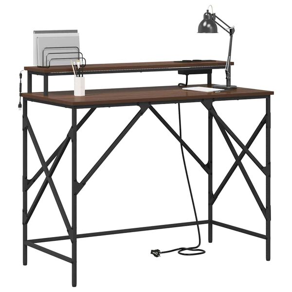 vidaXL P&ouml;yt&auml; hyllyll&auml; Ruskea tammi 100 x 50 x 86,5 cm Tekninen puu