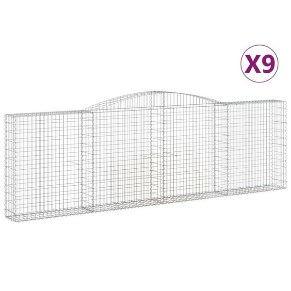 vidaXL Kaarevat kivikorit 9 kpl 400x30x120/140 cm galvanoitu rauta