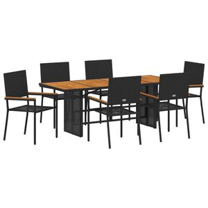 vidaXL Piharuokailu setti 7 pcs Musta polyrottinki
