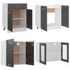 vidaXL 4-osainen keitti&ouml;n kaappisarja ty&ouml;tasolla korkeakiilto harmaa