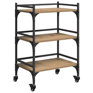 vidaXL Keittiövaunu Artisan tammi 50 x 35 x 75.5 cm Tekninen puu