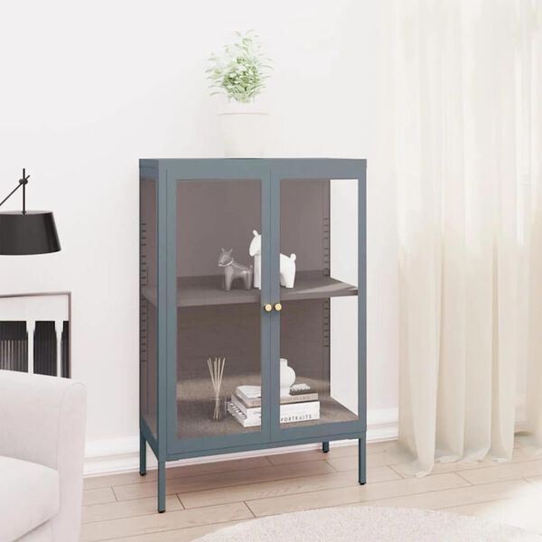 vidaXL Senkki antrasiitti 75x35x105 cm teräs ja lasi