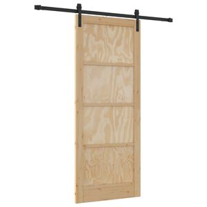 vidaXL Liukuovi Luonnollinen ja musta 86 x 211 cm T&auml;ysi m&auml;nty