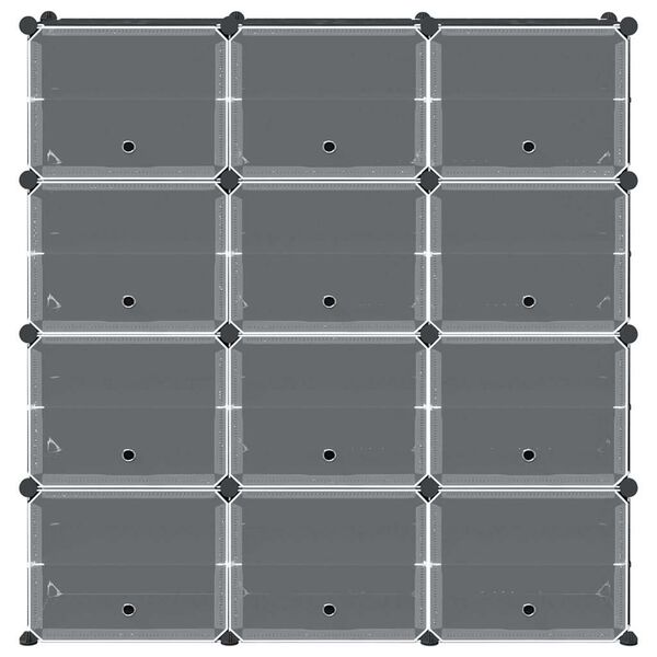 vidaXL Säilytyslokero 12 kuutiolla ja ovilla musta PP