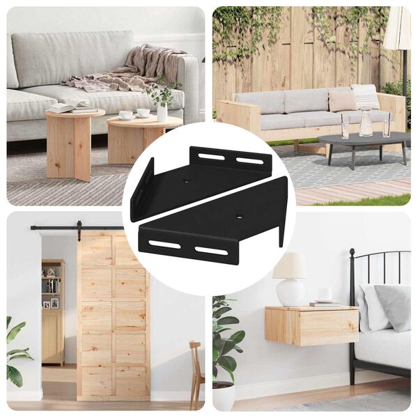 vidaXL Kulma-tuki 2 pcs Musta 138,5 x 50,5 x 16 mm Rauta