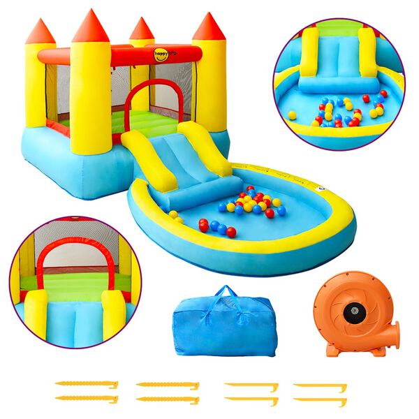 Happy Hop Täytettävä pomppulinna liukumäellä 200x365x190 cm PVC