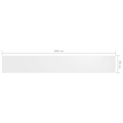 vidaXL Parvekkeen suoja valkoinen 90x600 cm Oxford kangas