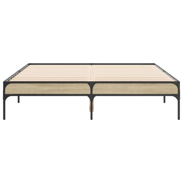 vidaXL S&auml;ngynrunko Sonoma-tammi 135x190 cm tekninen puu ja metalli