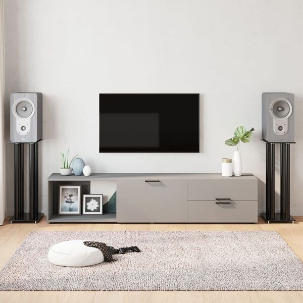 vidaXL Kaiutinjalustat 2 kpl karkaistu lasi 4 pilaria musta