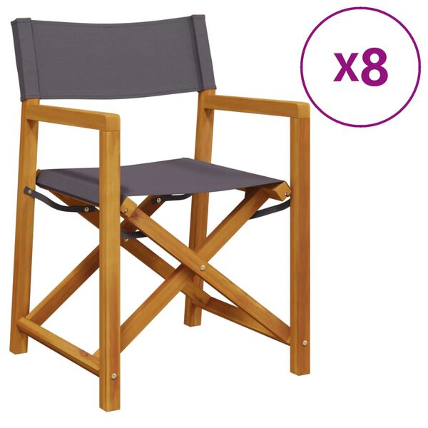 vidaXL Kokoontaitettavat puutarhatuolit 8 kpl tummanharmaa kangas