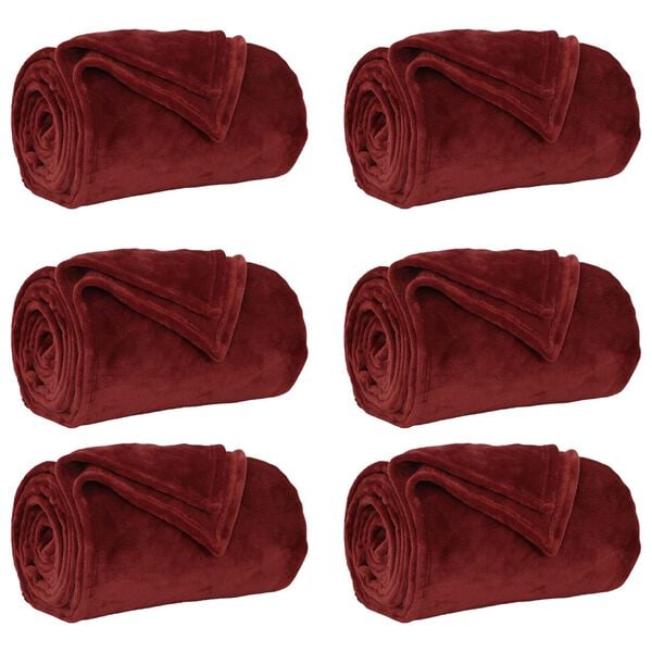 vidaXL Heittop&auml;&auml;llys 6 pcs Bordeaux punainen 240 x 270 cm Fleese