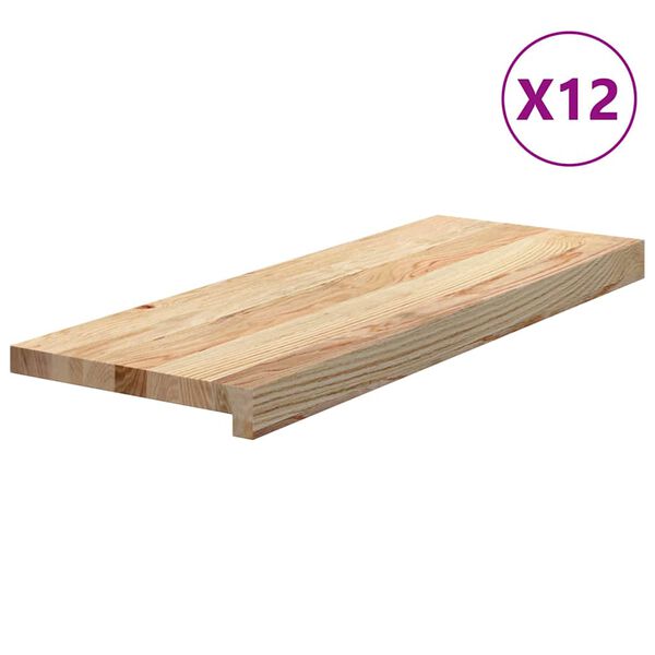 vidaXL Askelmat 12 kpl k&auml;sittelem&auml;t&ouml;n 70x25x2 cm t&auml;ysi tammi