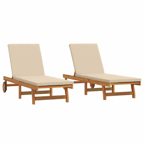 vidaXL Aurinkotuoli 2 pcs Ruskea 63 x 199 x 85cm Täysi Akaasiapuu