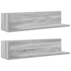 vidaXL Sein&auml;hyllyt 2 kpl Harmaa Sonoma 75x16,5x16,5 cm Engineered Wood