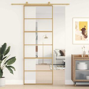 vidaXL Liukuovi kulta 76x205 cm kirkas ESG-lasi ja alumiini