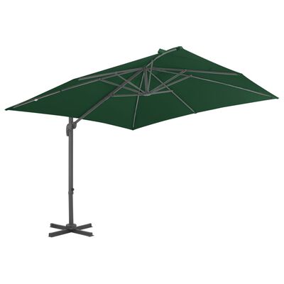 vidaXL Riippuva aurinkovarjo alumiinipylväällä 400x300 cm vihreä