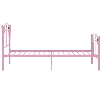 vidaXL Sängynrunko jalkapallokoristeet pinkki metalli 90x200 cm