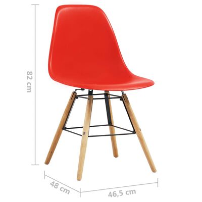 vidaXL Ruokapöydän tuolit 4 kpl punainen muovi