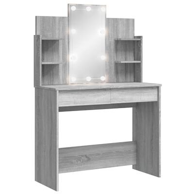 VidaXL Peilipöytä LED-valoilla harmaa Sonoma 96x40x142 cm