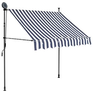 vidaXL Sis&auml;&auml;nkelattava markiisi LED-valoilla 100 cm sininen/valkoinen