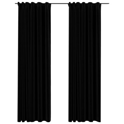 vidaXL Pellavamaiset pimennysverhot koukuilla 2 kpl musta 140x225 cm