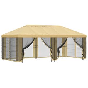 vidaXL Puutarhamaja sivuseinill&auml; 6 x 3 m Kerma Polyesteri ja ter&auml;s