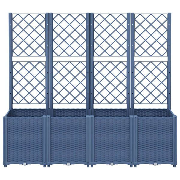 vidaXL Ulkokukkalaatikko säleiköllä sininen harmaa 160x40x140 cm PP