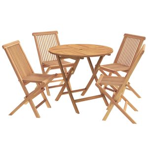 vidaXL 5-osainen kokoontaitettava puutarhan bistrosetti Luonnollinen