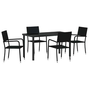 vidaXL Piharuokailu setti tyynyll&auml; 5 pcs Musta polyrottinki