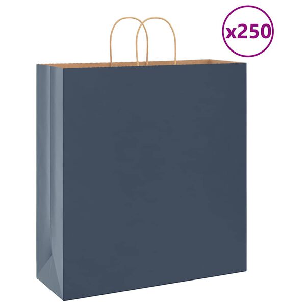 vidaXL Paperikassit 250 kpl kahvoilla sininen 45x17x48 cm