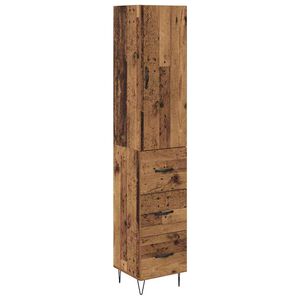 vidaXL Korkea kaappi Vanha Puu 34,5 x 34 x 90 cm Tekninen puu
